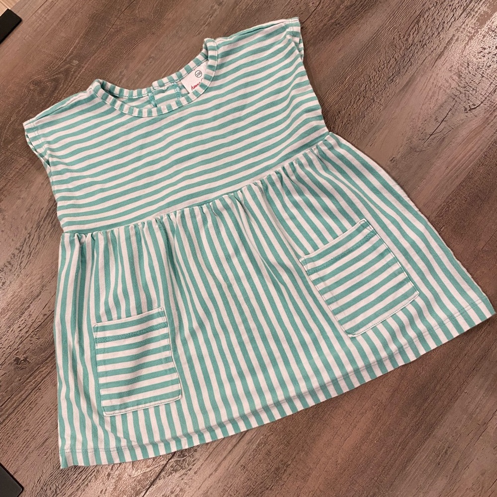 Girls Turquoise Striped Shirt with Button Details on back